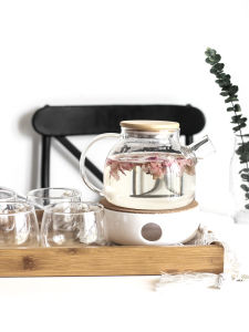 แก้วทนอุณหภูมิสูงความจุขนาดใหญ่ตู้น้ําเย็นชุดหม้อชาสําหรับน้ําชายามบ่ายสไตล์ญี่ปุ่นสําหรับ 5 คน