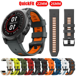 22 26MM Silicone WatchBand Strap For Garmin Fenix8 E Fenix 7 7X 6X 6 Pro 5 5X Epix Gen2 Enduro 3 970 WristStrap QuickFit Bracele