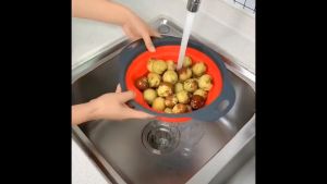 Silicone Folding Drain Basket Foldable Strainer Round Telescopic Washing Drain Basket Fruit Vegetable Cleaning Basket Kitchen Tool