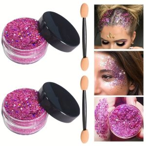 2pcs Flash Glitter Powder ผม Glitter Radiant Glitter Eye แต่งหน้า Glitter STAGE Performance DIY สําหรับผม Body สําหรับเทศกาลดนตรี