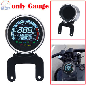 Multi-functional Gauge Instrument Speedometer 12V Universal Backlight LCD Digital Motorcycle Speedometer Tachometer Odometer Tachometer Oil Level Gauge Fuel Level Speed Meter