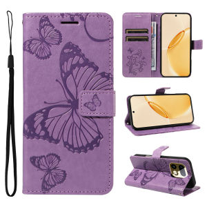 szhaiyu | Leather Wallet Card Holder Flip Case for Realme 14 14T 14X 15 15X 15T 16 Note 70 C100 C85 C83 Pro Plus Butterfly Embossed Design
