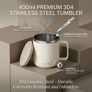 400ML Insulated Coffee Mug With Lid 304 Stainless Steel Stainless Steel Travel Mug with Handle And Lid for Coffee And Tea