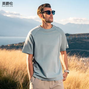 Enjeolon | Áo Thun Tay Dài Cotton với Tay Raglan