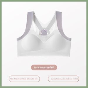 MiiOW | เสื้อชั้นในกีฬาผ้าไหมน้ำแข็งสำหรับเด็กผู้หญิง ชั้นในกีฬาป้องกันแรงกระแทกระบายอากาศได้ดี ช่วงเติบโตของหน้าอก ชุดชั้นในสำหรับเด็กผู้หญิง