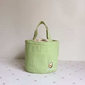 Japanese Drawstring round Insulation Bucket Lunch Box Bag Handbag Student Lunch Bag Stewpot Water Cup Bag Handbag