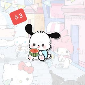 三丽鸥卡通吃西瓜 亚克力胸针 书包包包笔盒服饰背包挂件帽子 可爱别针徽章配件 Sanrio Acrylic Badge Pin Cartoon Cute Brooch Diy School Pencil Bag Kerongsang Budak Hiasan Beg Topi XZ38