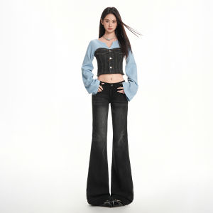 Low Waist Bell Bottom Jeans Womens Autumn 2025 Vintage American Style Slimming Non-Matching Leggings Cotton Stretch Denim