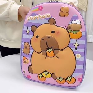 Balo đi học Capybara in nổi 3D cho bé mẫu giáo mầm non Cặp trẻ em 1-5T họa tiết chuột lang nước đáng yêu BOLALA BA030
