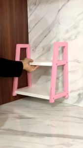Rak Bumbu Dapur Kayu & Rak Serbaguna Pink