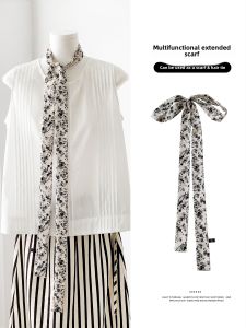 WEIAI | New Long Silk Scarf Belt For Jeans Dresses Thin Summer Hairband Bag Bowknot Polyester Fiber Floral Print Multifunctional Womens Accessory