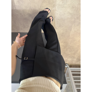 Gray Loose Long Bell Bottom Pants Womens Casual High Waist Fake Two-Piece Trousers Spring Autumn Seasonal Floor-Length