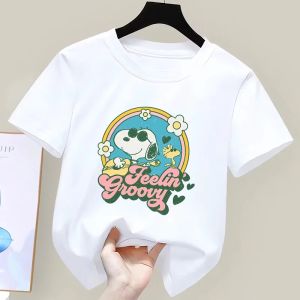 Bandai | Snoopys T-shirt Short Sleeve Tee Summer Kids White Top Clothes Girls Boys Casual T-Shirts Tees Children Cotton Cute T Shirt Gift