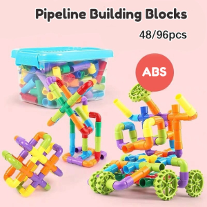 48/96pcs Pipeline Building Block Pipe Building Blocks Toy Designer Children Construction Educational Toys Gift