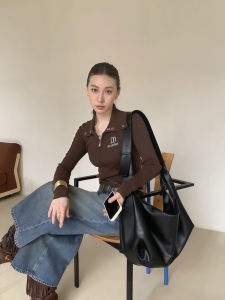 Soft Leather Large Capacity Horn Bag Crossbody Bag Womens 2025 Autumn Winter New High-End Sensation Single Shoulder Tote Commuter Bag