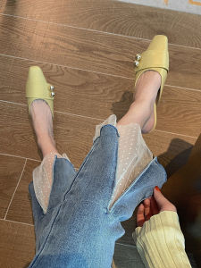 High Waist Slimming Mesh Panelled Split Casual Micro Flared Pants for Women Autumn New Arrival Fashionable Small Size