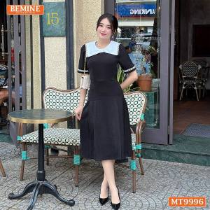 Đầm thiết kế BEMINE cổ tròn kiểu nơ phối ren dáng chữ A phù hợp đi làm đi chơi-MT9996