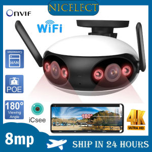 Camera IP NICEIECT 4K 8MP Toàn Cảnh 180 ° Góc Nhìn Rộng Wifi Ngoài Trời Camera Giám Sát Nhìn Trong Đêm Camera An Ninh Bảo Mật Bảo Vệ