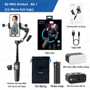 Gimbal Cầm Tay 3 Trục AI Tracking M06 Với Micro Cài Áo Không Dây & Đèn Chiếu Sáng Cho iPhone & Điện Thoại Thông Minh Android Quay Video Vlog