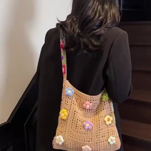 Túi Tote Đan Len Dễ Thương Dành Cho Nữ Túi Đeo Vai Bằng Vải Cotton Dệt Thời Trang Thích Hợp Cho Các Chuyến Đi Biển Và Mua Sắm Ở Bãi Biển Thiết Kế Đan Len Đáng Yêu Bền Bỉ.