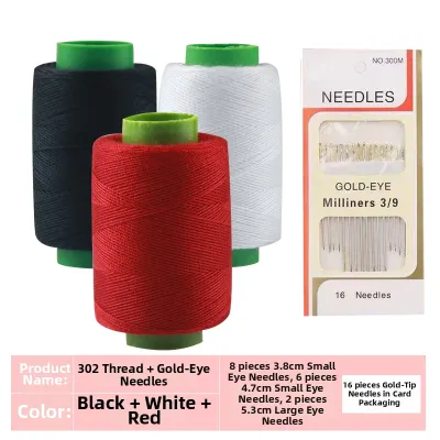 Fine Black White Red Sewing Thread Small Roll