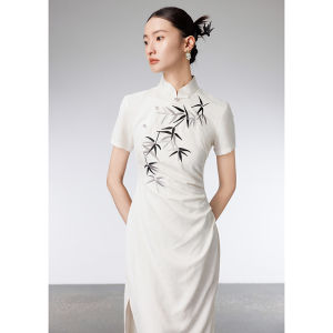 Elegant Zen Inspired Cheongsam Evening Gown New Chinese Style Hostess Dress Reformed Traditional Costume for Banquet And Wedding
