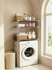 AMU·PIGGY | Vintage Style Balcony Washer Storage Shelf