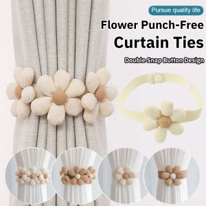 Flower Punch-Free Curtain Ties Adjustable Curtain Tiebacks Rings Buckle Holders Clip Creative Curtain Decoration Curtain Strapping 花朵窗帘绑带