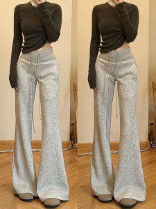 Grey Hot Girl American Style Bell Bottom Pants Womens Loose Casual Sweatpants Fall 2025 New Sporty Bell Bottom Trousers