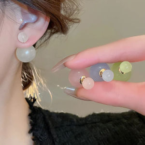 Fashion Double Sided Round Ball Earrings For Women Fresh Color Ear Studs Unique Earrings