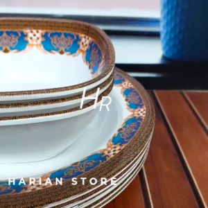 PAKET LENGKAP 12 PCS ISI 6 PIRING 6 MANGKUK MELAMIN KEMBANG TEBAL KUAT DAN TERLARIS