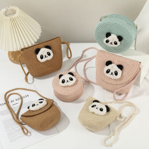 Mini Panda Straw Woven Bag Womens Summer Beach Crossbody Phone Bag Cute JIFANPAUL Brand Korean Style Single Shoulder Handbag