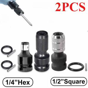 2PCS Universal Wrench Adapter Socket Ratchet Torque Wrench Adapter 1/2 Inch Square to 1/4 Inch Hex Ratchet Socket Converter