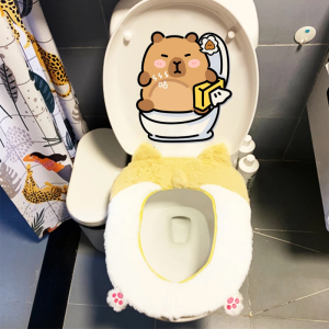 Toilet Deodorizing Felt Sticker Capybara Self Adhesive Odor Eliminator Fragrant Toilet Decorative Cartoon Bathroom Decor