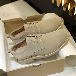 Business Casual Mens Leather Shoes Frosted Suede British Korean Style Soft Bottom Low Help Work Shoes Comfortable Lace-Up