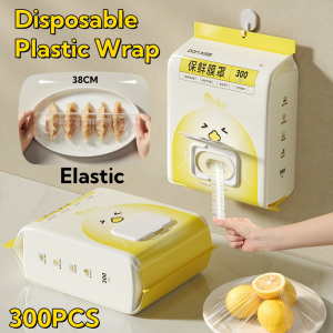 300pcs Disposable Plastic Wrap Elastic Bowl Cover Food Grade Cling Film Fresh-Keeping Refrigerator Food Storage ﻿