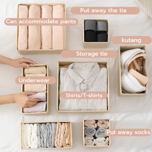 Emika Choice 6pcs Non-Woven Clothes Organizer Storage Box Cabinet Drawer for Underwear Bra Socks