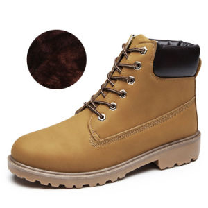 Large Size Martin Boots for Couples High Top Outdoor Mens Boots Fleece Lined Waterproof Rubber Outsole round Toe Boots