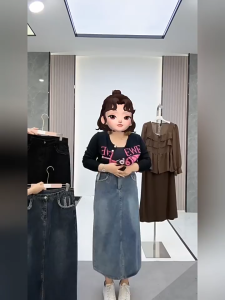 Long jeans skirt high waist denim skirt ladies long skirt loose and comfortable