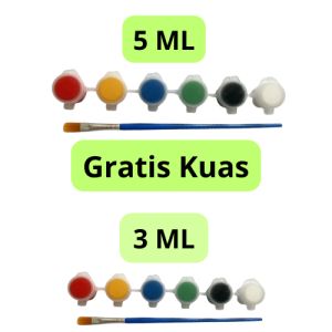 Cat akrilik Set 6 Warna Lukisan Kanvas Cat Akrilik 3 ml dan 5 ml