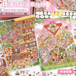 Kawaii Warm little home 3D Life Diary Landscape Sticker  DIY Pocket Cabin Scene Christmas gifts ﻿