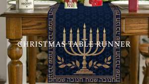 Artoid Mode Candle Menorah Hanukkah Table Runner Hexagram Chanukah Holiday Kitchen Dining Table Decoration for Home Party Decor 13x72 Inch