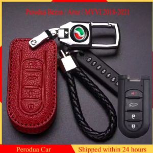 Perodua Bezza / Aruz / MYVI 2018 - 2021 Remote Key Leather Case Cover Keychain