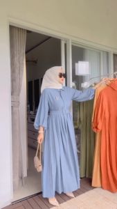 GAMIS POLO LINEN TERBARU FREE BELT DAN BROS GAMIS WANITA POLOS KEKINIAN GAMIS ELLEN MAXY