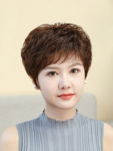 BAIMEI SILK | Natural Short Curly Full Wig for Senior Women