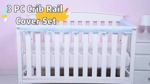 Baby Crib Rail Cover Protector Set Wrap Around Protection Safe Teething Guard (3PCS)