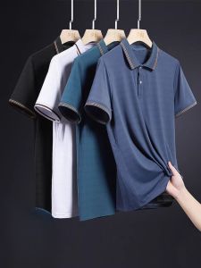 ROMON | Lomond Mens Ice Silk Short Sleeve Polo Shirt Summer Style Dad Mesh Quick Dry T-Shirt Fathers Day Clothing Fashion Urban Modern
