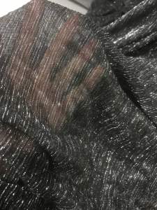 Vải voan lưới dập ly kim tuyến xám đen co giãn (khổ1m5)may đầm dạ hội áo kiểu thiết kế thời trang