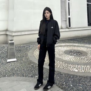 Black Slimming Knife Edge Jeans Mens Style Cleanfit American Straight Leg Slim Fit Bell Bottoms Autumn Trendy Casual Jeans