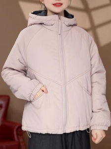 Midlife Womens Fashionable Hooded Fleece Lined Jacket Loose Warm Cotton Coat Winter New Arrival Commute Style Side Pocket